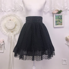 Load image into Gallery viewer, Axes Femme black layered skirt w/ heart lace overlay 1940
