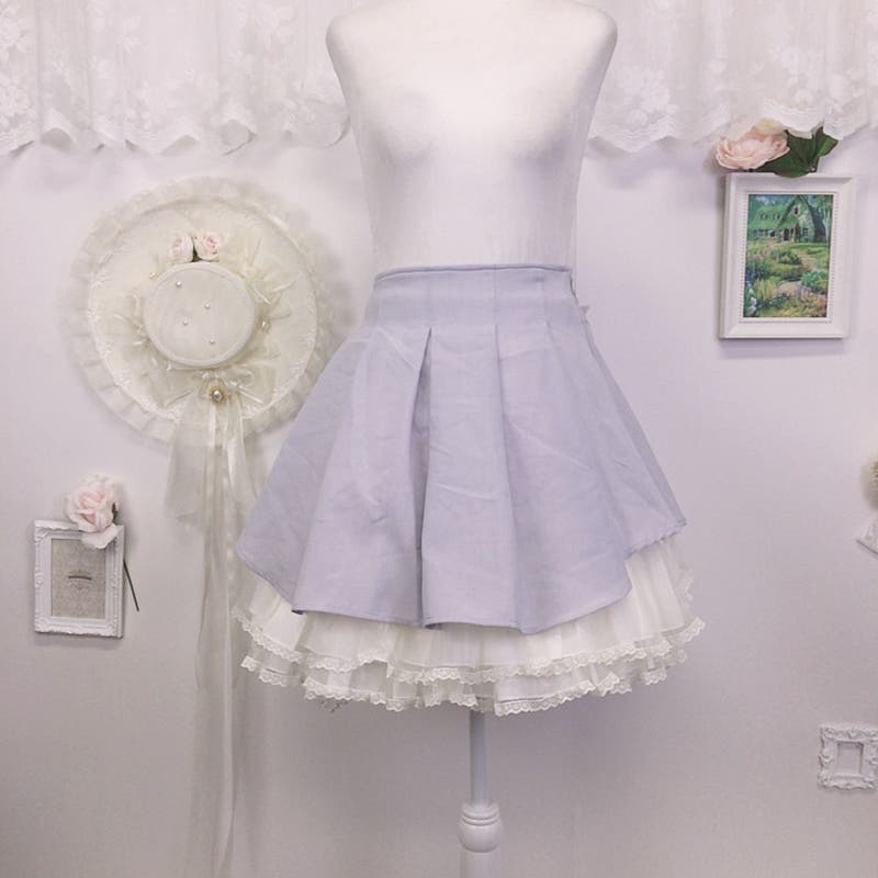 Secret Honey periwinkle lolita skirt w/ lace underskirt 1942