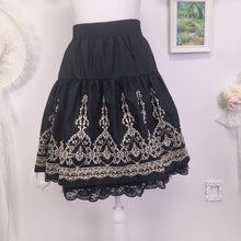 Load image into Gallery viewer, Axes Femme black layered lolita skirt with embroidery 1974
