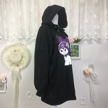 Load image into Gallery viewer, Sanrio Kuromi hoodie with gothic lace sleeves 1812
