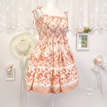Load image into Gallery viewer, liz lisa shirred plaid floral self tie strappy sleeveless dress 1852
