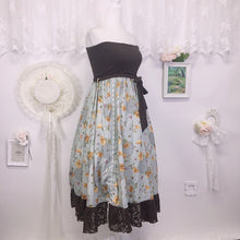 Load image into Gallery viewer, Axes Femme long floral sun dress with lace trim and bow 1981
