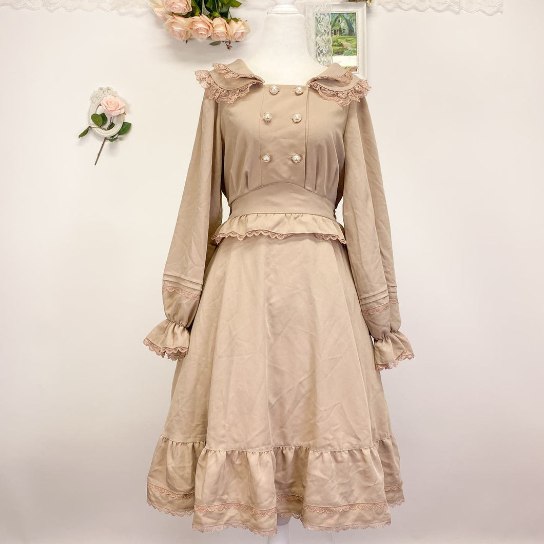 honey cinnamon double button lace ruffled dress 1819
