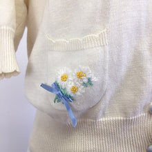 Load image into Gallery viewer, Fint yellow cardigan with ribbon flowers 1996
