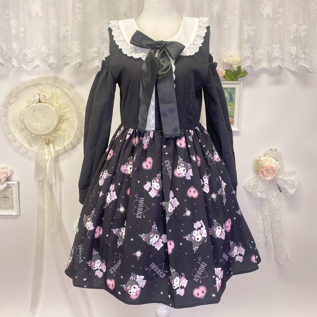 kuromi sanrio open shoulder collared cosplay lolita dress M 1870