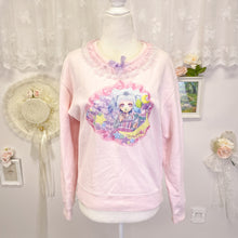 Load image into Gallery viewer, Nile Perch kawaii pastel pink sweater with sweet anime girl 1832
