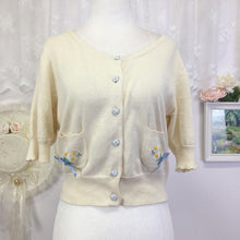 Load image into Gallery viewer, Fint yellow cardigan with ribbon flowers 1996
