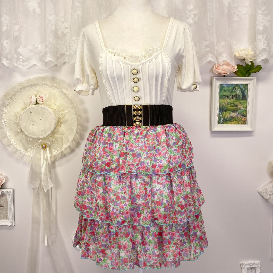 liz lisa vintage himekaji gyaru floral ruffle dress with faux belt 1831