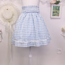 Load image into Gallery viewer, Axes Femme blue and white plaid high waisted skirt 1943
