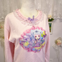 Load image into Gallery viewer, Nile Perch kawaii pastel pink sweater with sweet anime girl 1832
