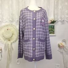 Load image into Gallery viewer, Sanrio purple Kuromi crochet gingham cardigan 1672
