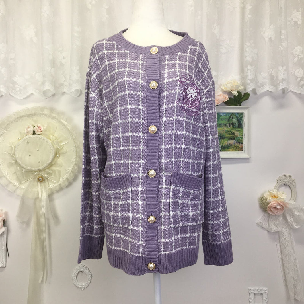 Sanrio purple Kuromi crochet gingham cardigan 1672