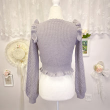 Load image into Gallery viewer, Liz Lisa lilac crochet blouse with floral neck accent 1810
