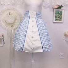 Load image into Gallery viewer, Axes Femme blue and white plaid high waisted skirt 1943
