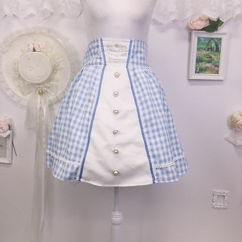 Axes Femme blue and white plaid high waisted skirt 1943