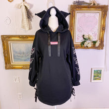Load image into Gallery viewer, Kuromi sanrio hoodie pullover sweater dress with kuromi ears 1747
