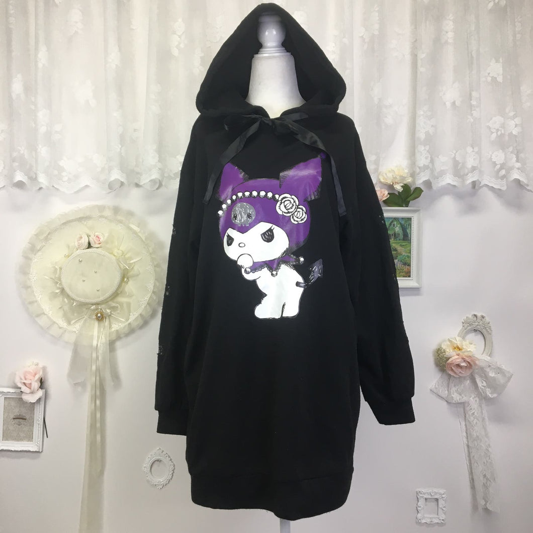 Sanrio Kuromi hoodie with gothic lace sleeves 1812