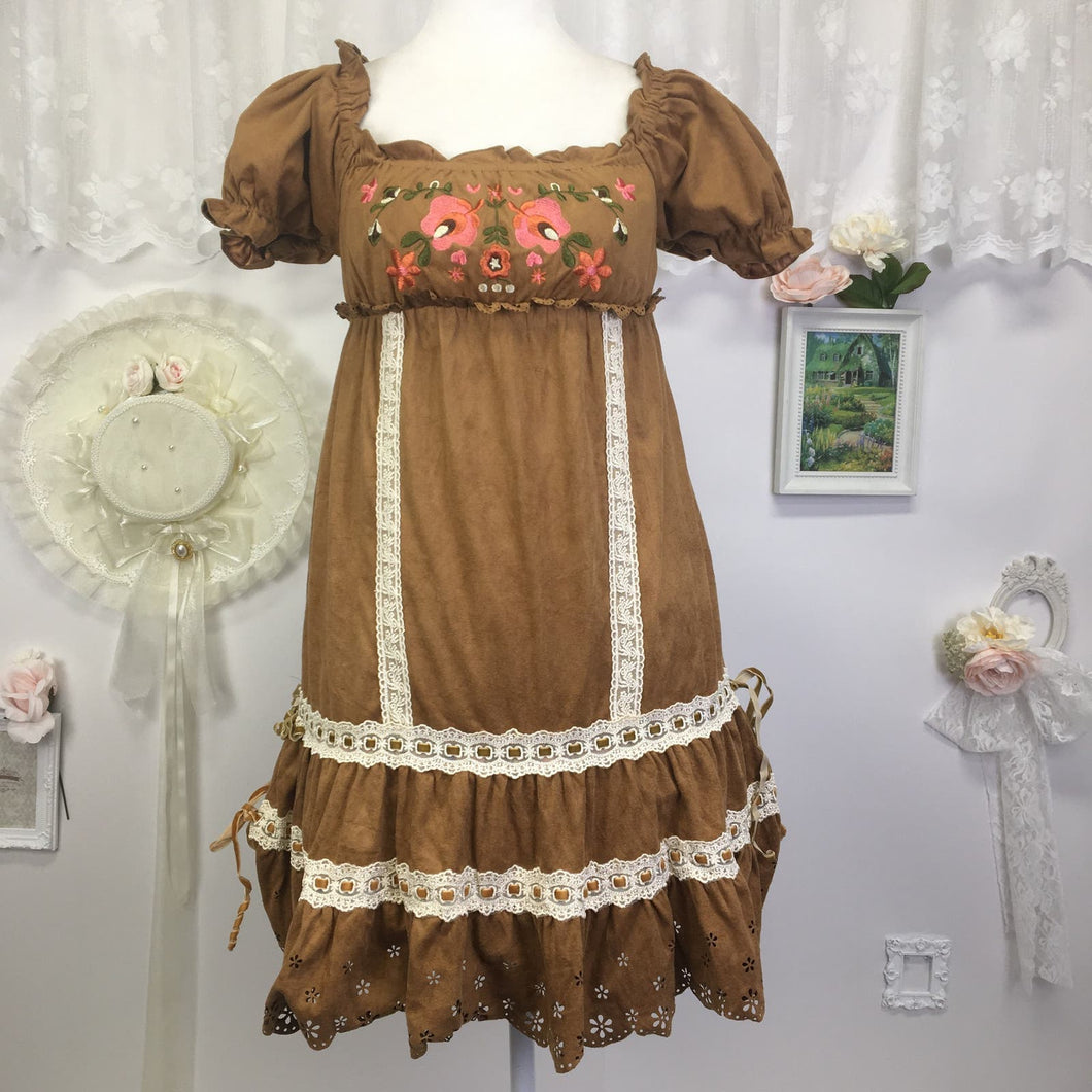 Liz Lisa brown lace and floral dress 1812