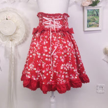 Load image into Gallery viewer, Bodyline high-waisted red floral lolita skirt 1939
