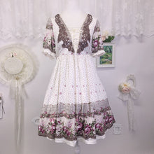 Load image into Gallery viewer, Axes Femme cream dress with floral and lace accent 1985
