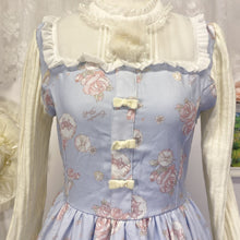 Load image into Gallery viewer, liz lisa pastel blue floral rose glitter dress with pom pom 1877
