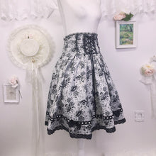 Load image into Gallery viewer, Bodyline gothic black and white floral lolita skirt 1913
