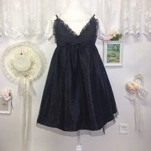 Load image into Gallery viewer, Ank Rouge black baby doll dress with attached white blouse 1987
