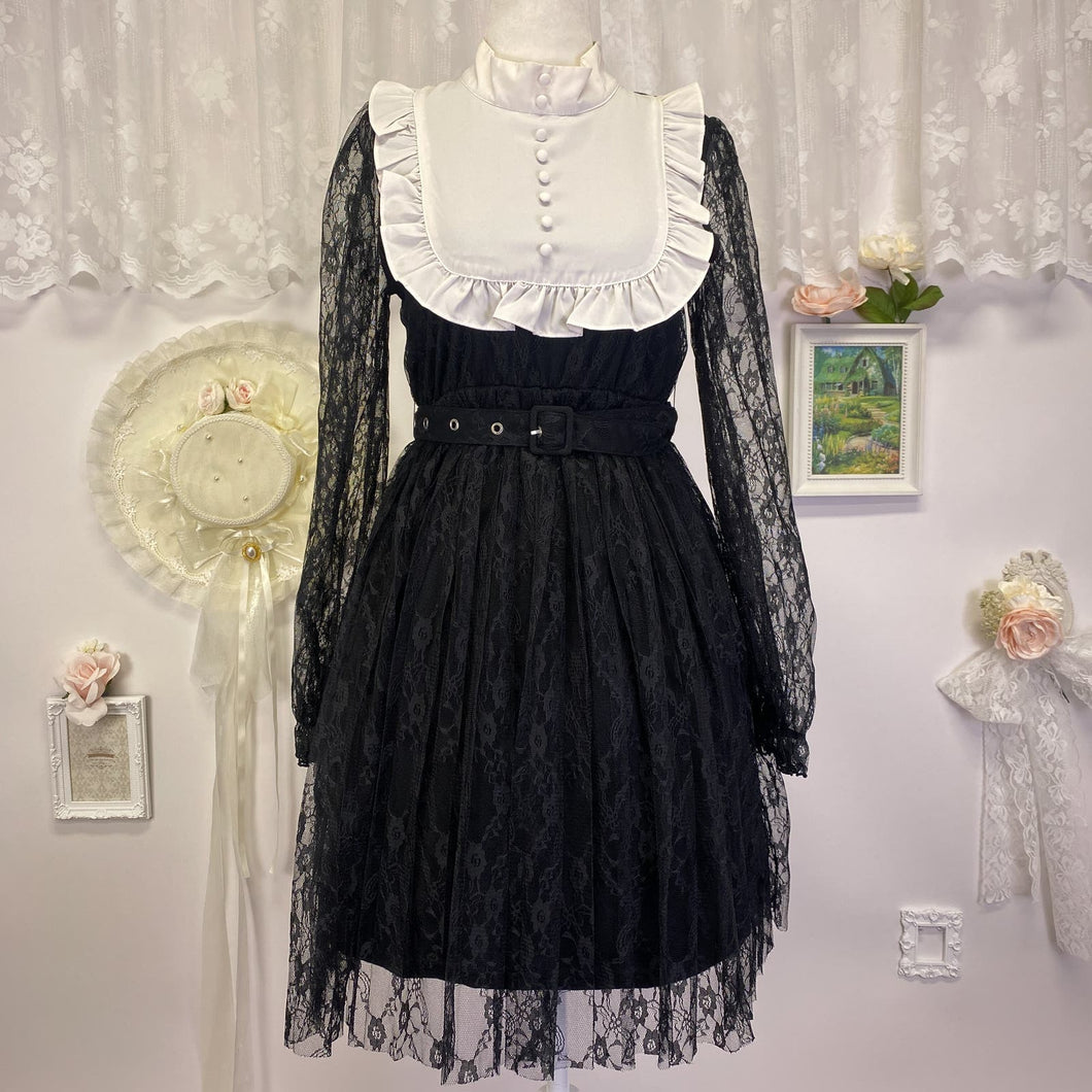 ank rouge larme jirai kei lace back and white dress with belt 1822