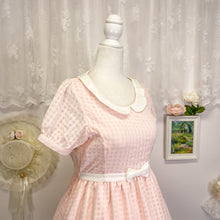 Load image into Gallery viewer, Penderie sunflower gingham plaid collar casual lolita pink and white dress 1885
