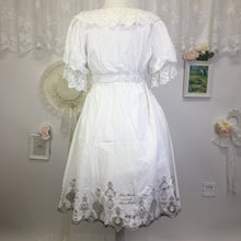Load image into Gallery viewer, Amavel white dress with embroidered skirt 1790
