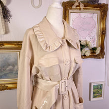 Load image into Gallery viewer, BUBBLES harajuku brand pleather and cotton coat with belt 1716

