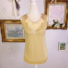 Load image into Gallery viewer, axes femme cottagecore mori girl lace and pearl forest green tank top 1720
