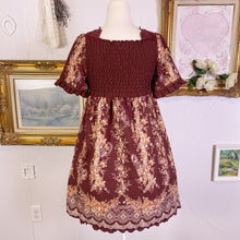 Load image into Gallery viewer, axes femme bordeaux red floral boho dress 1682
