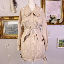 Load image into Gallery viewer, BUBBLES harajuku brand pleather and cotton coat with belt 1716
