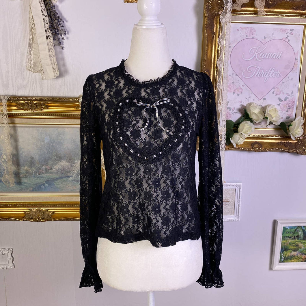 Dear my love sheer lace over blouse M