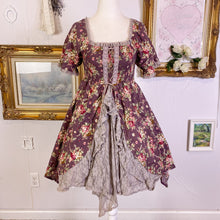 Load image into Gallery viewer, axes femme curtain draped floral fairy cotton dress with lace details 1675

