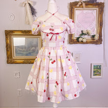 Load image into Gallery viewer, ank rouge cherry lemon gingham cross neck dress 1697
