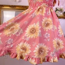 Load image into Gallery viewer, liz lisa sunflower poof sleeve shirred dress in pink 1672
