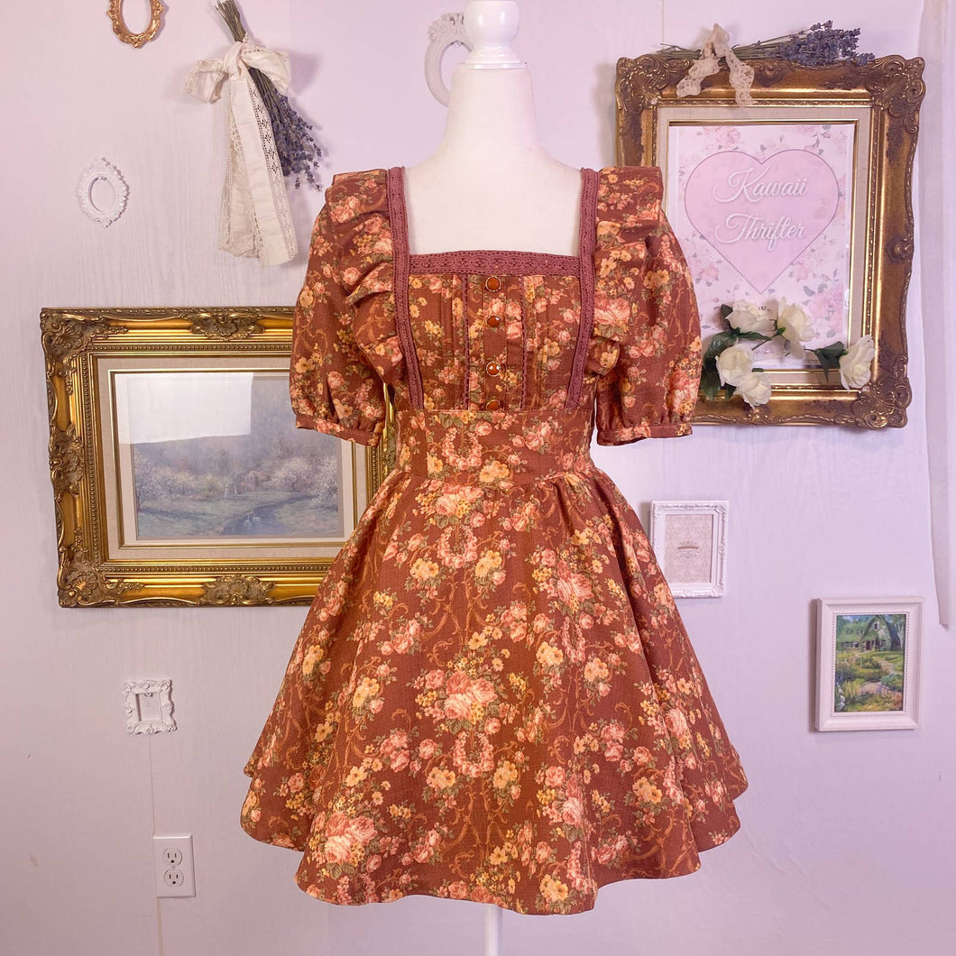 vintage liz lisa floral princess corset waist dress 1655