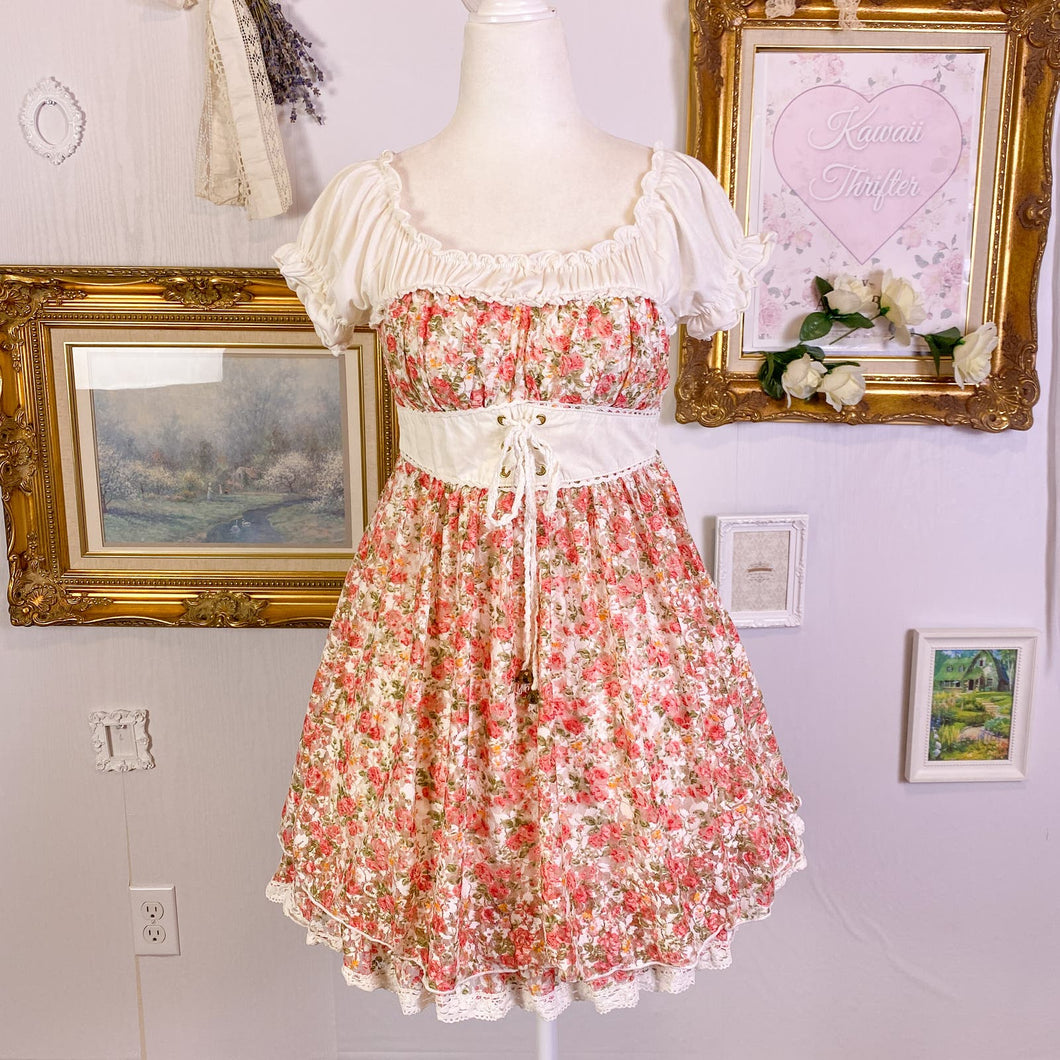 liz lisa floral lace corset waist dress 1677