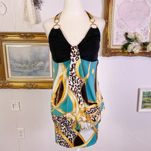 Load image into Gallery viewer, Stella gyaru y2k halter chain dress with leopard cheetah print 1703
