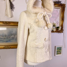 Load image into Gallery viewer, ank rouge wool lolita gyaru fur coat with pom poms 1690
