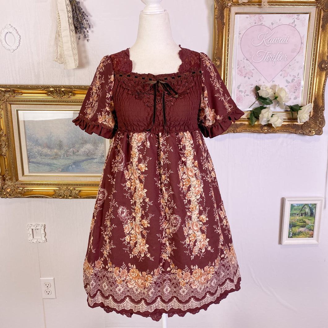 axes femme bordeaux red floral boho dress 1682