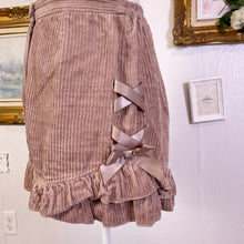 Load image into Gallery viewer, axes femme poetique corduroy ruffle shorts with corset ribbon bows 1688
