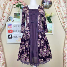 Load image into Gallery viewer, Axes femme velvet and chiffon floral princess dress
