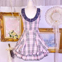 Load image into Gallery viewer, La Pafait plaid skirt poof dress pink x black
