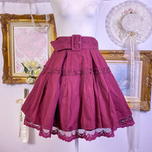 Load image into Gallery viewer, axes femme bordeaux skirt and belt denim set
