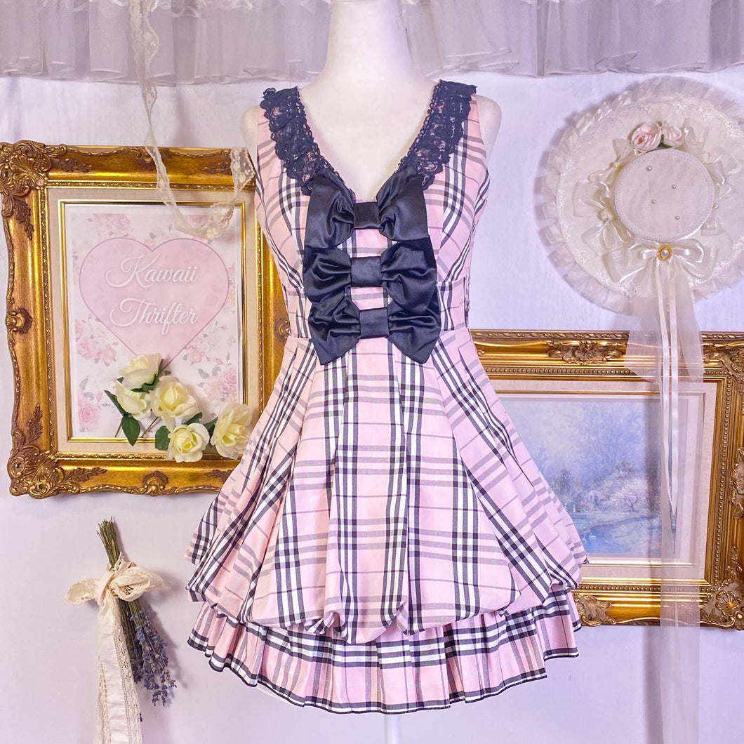 La Pafait plaid skirt poof dress pink x black
