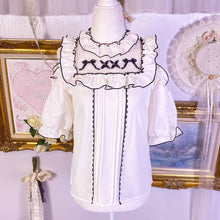 Load image into Gallery viewer, dear my love lolita open shoulder blouse with bow embroidery M
