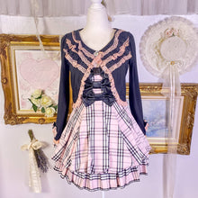 Load image into Gallery viewer, La Pafait plaid skirt poof dress pink x black
